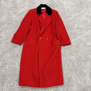 Vintage Talbots Red 100% Wool ILGWU Made In USA Long Coat  Classic Women’s US 12